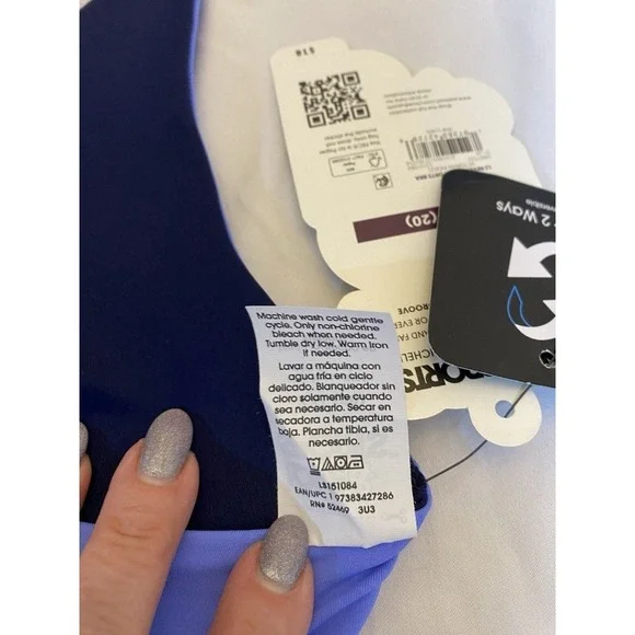 Love & Sports Navy Blue Reversible Adjustable Halter Sports Bra - New - Picture 10 of 12